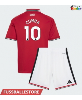 Günstige Manchester United Matheus Cunha #10 Heimtrikotsatz Kinder 2026-27 Kurzarm (+ Kurze Hosen)